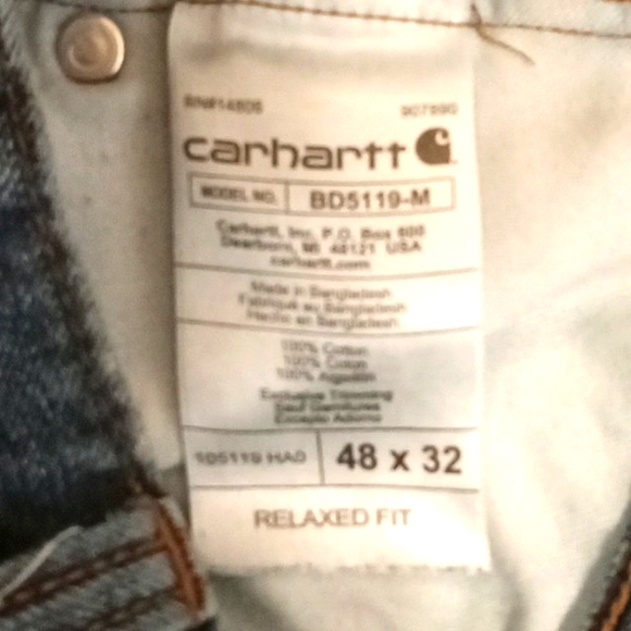 Carhartt Big Mens Denim Relaxed Fit Jean in Color Bay BD5119-M Size 48 x 32 EUC - Picture 3 of 15